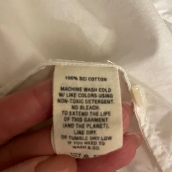 Alex Mill White Ruffle Collar Blouse Button Front Cotton Top Size L - Picture 9 of 13